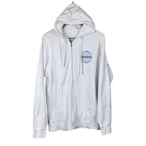 Mens Hoonigan White Front Logo and Back Graphic Zip Up Hoodie with Pockets